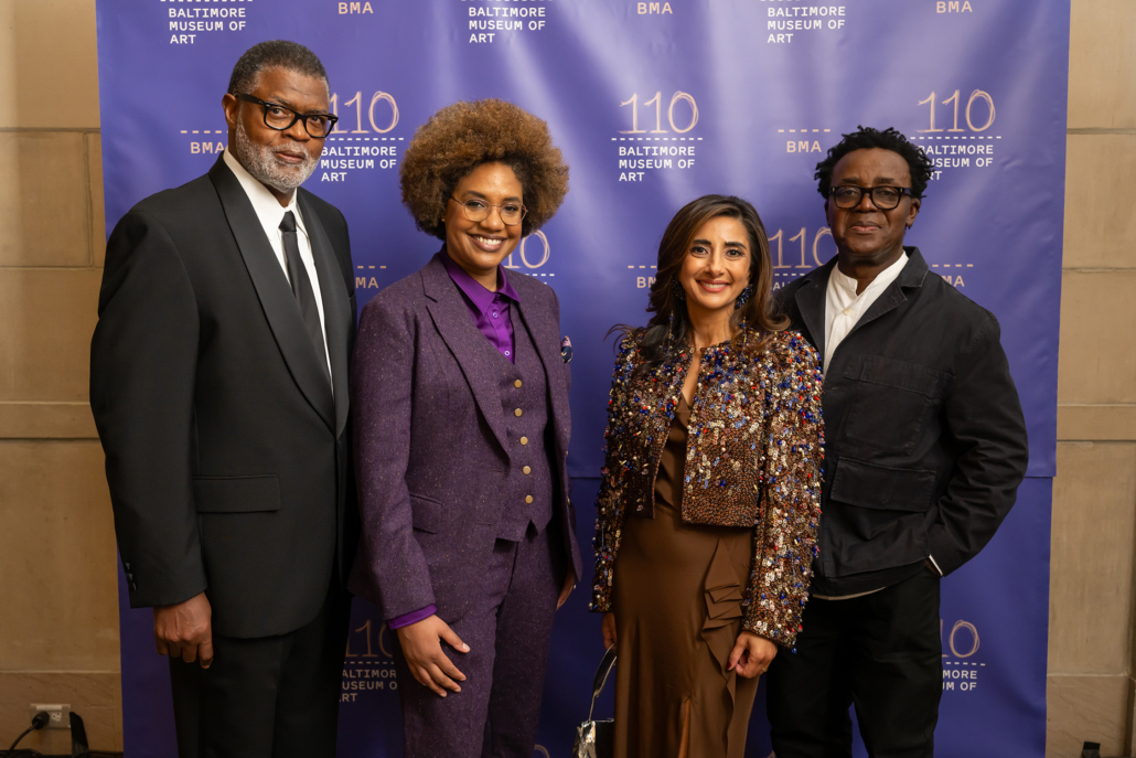 Board of Trustees Chair James D. Thornton, artist LaToya Ruby Frazier, Baltimore Museum of Art Director Asma Naeem, and artist John Akomfrah